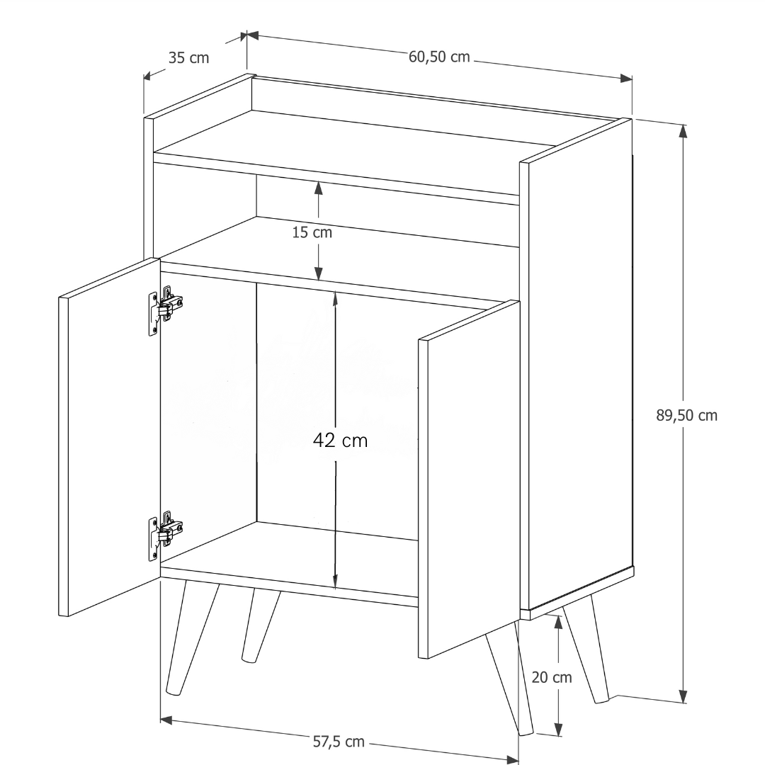 Balcão / Aparador Buffet Wind Retro 2 Portas:Black - 3