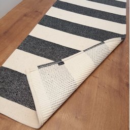 Tapete Passadeira Boho Listrado 45x140cm Natural/Preto - Antiderrapante - 4