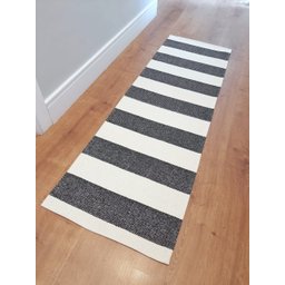Tapete Passadeira Boho Listrado 45x140cm Natural/Preto - Antiderrapante - 3