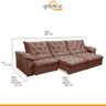Sofá Retrátil 320 Cm 6 Lugares Duplo Molejo Pillow D28 Portinari Veludo Rosa Escuro - Grandellar - 3