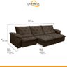 Sofá Retrátil 320 Cm 6 Lugares Duplo Molejo Pillow D28 Portinari Veludo Capuccino - Grandellar - 3