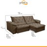Sofá Retrátil 290 Cm 5 Lugares Duplo Molejo Pillow D28 Portinari Veludo Bege Escuro - Grandellar - 3