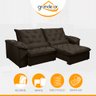 Sofá Retrátil 290 Cm 5 Lugares Duplo Molejo Pillow D28 Portinari Veludo Marrom Escuro - Grandellar - 4