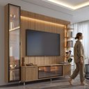 Ver imagem 2 de Estante para TV até 85 Polegadas com Prateleiras e Cristaleira Vidro Reflecta 100% MDF com LED Neon