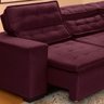 Sofá Canto Chaise D 3,60M x 2,20M Retrátil Mola Bonnel Pillow D28 Stillo Veludo Roxo - Grandellar - 2