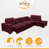 Sofá Canto Chaise D 3,60M x 2,20M Retrátil Mola Bonnel Pillow D28 Stillo Veludo Roxo - Grandellar - 3