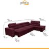 Sofá Canto Chaise D 3,60M x 2,20M Retrátil Mola Bonnel Pillow D28 Stillo Veludo Roxo - Grandellar - 4
