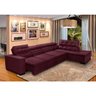 Sofá Canto Chaise D 3,60M x 2,20M Retrátil Mola Bonnel Pillow D28 Stillo Veludo Roxo - Grandellar - 1