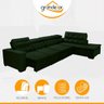 Sofá Canto Chaise D 3,60M x 2,20M Retrátil Mola Bonnel Pillow D28 Stillo Veludo Verde - Grandellar - 3