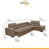Sofá Canto Chaise D 3,60M x 2,20M Retrátil Mola Bonnel Pillow D28 Stillo Veludo Bege - Grandellar - 4