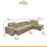 Sofá Canto Chaise D 3,60M x 2,20M Retrátil Mola Bonnel Pillow D28 Stillo Veludo Prata - Grandellar - 4