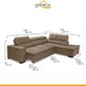 Sofá Canto Chaise D 2,80M x 2,20M Retrátil Mola Bonnel Pillow D28 Stillo Veludo Bege - Grandellar - 4