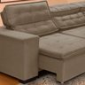 Sofá Canto Chaise D 2,80M x 2,20M Retrátil Mola Bonnel Pillow D28 Stillo Veludo Bege - Grandellar - 2