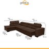 Sofá Canto Chaise 3,60M x 2,20M Retrátil Mola Bonnel Pillow D28 Stillo Veludo Capuccino - Grandellar - 4