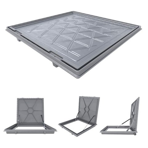 Tampa Casa Maquina 100x100cm com Rebaixo para Alumínio Cinza