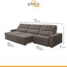 Sofá Retrátil 3,20M 6 Lugares Duplo Molejo Reclinável D28 Passion Veludo Cinza - Grandellar - 3
