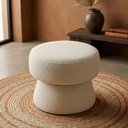 Ver imagem 1 de Puff Decorativo Redondo Liz Sala de Estar Bouclé Off White - Nexta Casa