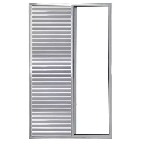 Porta Balcão de Correr com Veneziana de Alumínio Brilhante 3 Folhas Móveis Cmc Classic-2.10ax1.20l