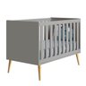 Berço Mini Cama Retrô Theo com Pé em Madeira Natural - Cinza Fosco - 1