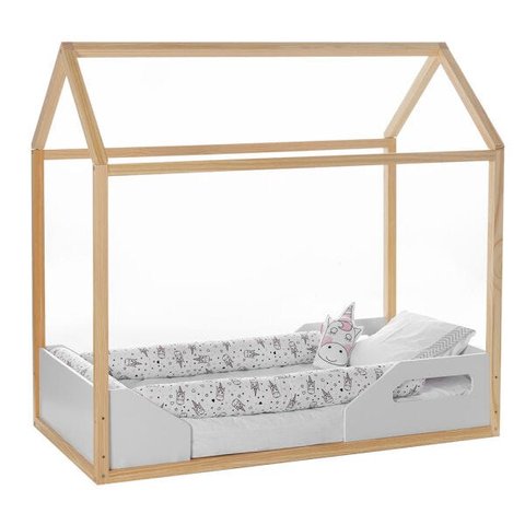 Mini Cama Theo - Branco Fosco com Madeira Pinus