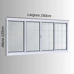 Janela de Aço de Correr 4 Folhas com Grade Quadrada 120x150cm Branca Lucasa Facilita - 5 Janela de Aço de Correr 4 Folhas com Grade Quadrada 120x150cm Branca Lucasa Facilita - 5