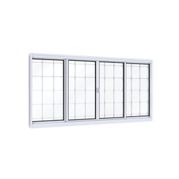 Janela de Aço de Correr 4 Folhas com Grade Quadrada 120x150cm Branca Lucasa Facilita - 1 Janela de Aço de Correr 4 Folhas com Grade Quadrada 120x150cm Branca Lucasa Facilita - 1