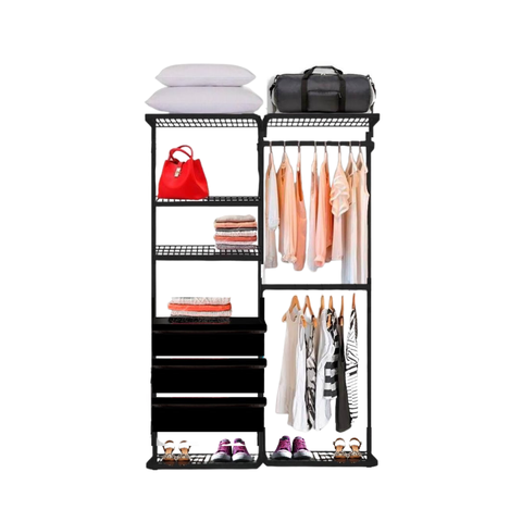 Closet Aramado - Linear Clr 250 com Gaveta - 1,30m - Preto