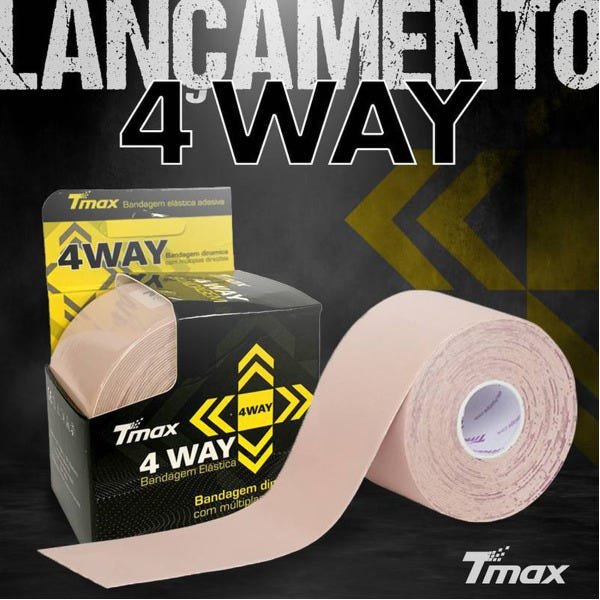 Bandagem Dinâmica Elástica Adesiva 4Way com Múltiplas Direções 5m X 5cm Bege - Tmax - 2