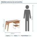 Ver imagem 4 de Escrivaninha Retangular Samy 1 Gaveta Madeira Maciça 133cm Natural Rudnick