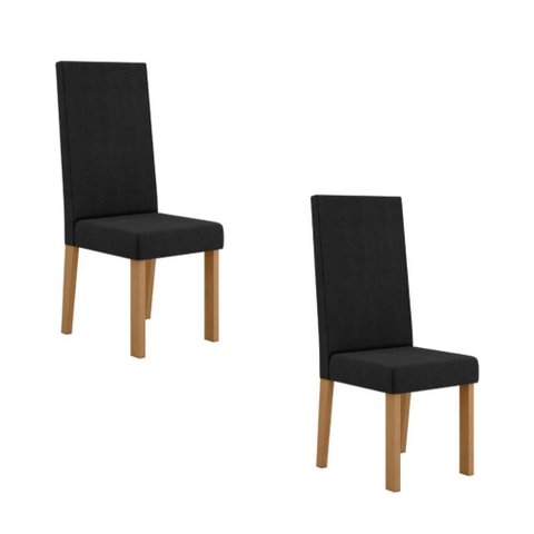 Kit 2 Cadeiras Nice com Espaldar – Tecido Veludo Suede Pés em Mdf com Sapatilhas Plásticas Mel/