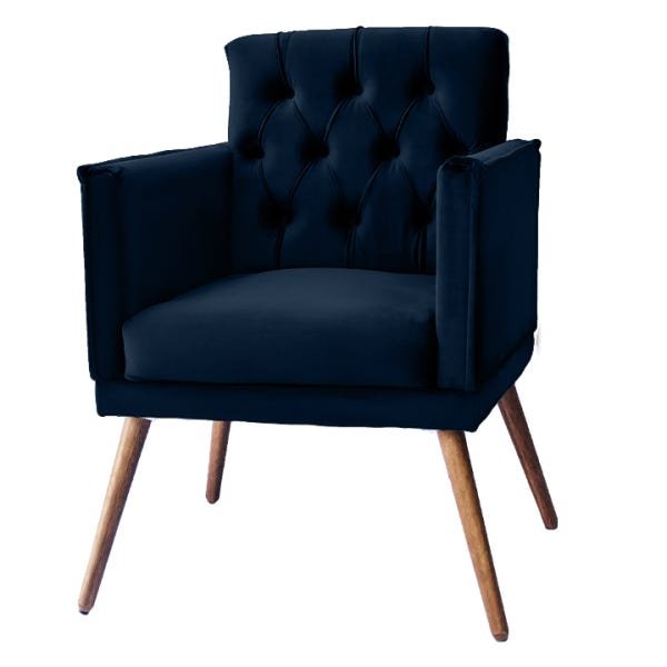 Poltrona Decorativa Nina Capitone Veludo Azul - 2