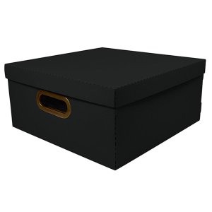 Caixa Organizadora Linho Grande Dello 36x36x16,5cm Armazenamento de Objetos Diversos Preto
