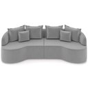 Ver imagem 3 de Sofá 3 Lugares Orgânico Sala de Estar Living 210cm Ekos K01 Veludo Cinza Claro - Lyam Decor