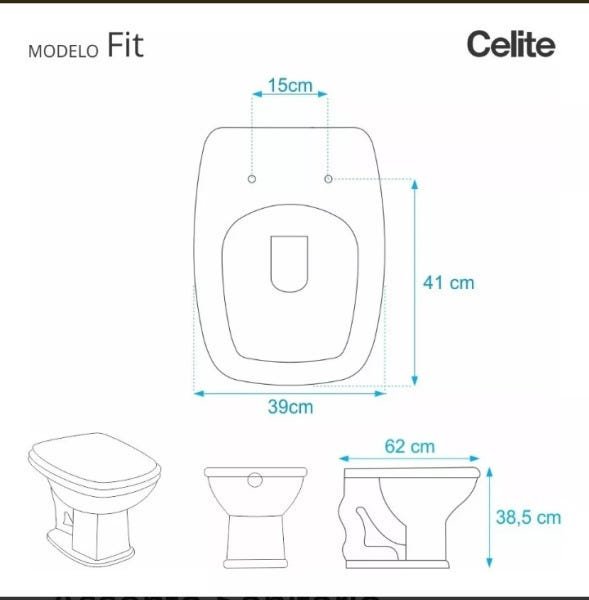 Assento Laqueado Fit Verde Água P/Louça Celite - 2