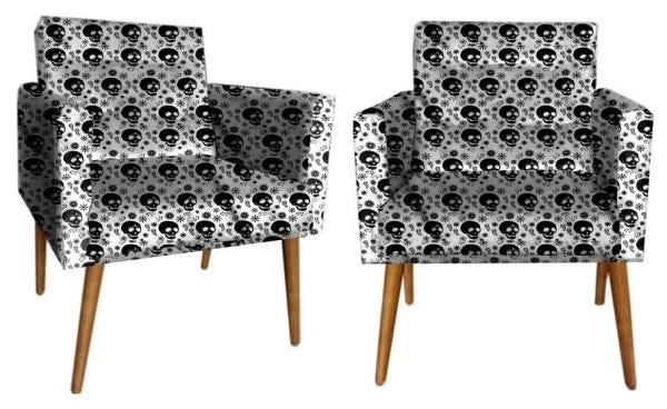Kit 2 Poltronas Decorativa Pés Palito Aline Suede - Móveis Aguias - 2