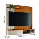 Ver imagem 7 de Painel Suspenso Aurora 160cm para TV 65 pol MDP/MDF Frisado Porta Deslizante UV - Cinamomo/Offwhite