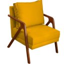 Ver imagem 1 de Poltrona Decorativa para Sala Recepção Consultório Reforçada em Madeira Maciça Shine Suede