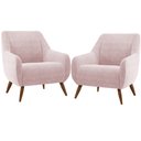 Ver imagem 1 de Kit 02 Poltronas Decorativa Fixa Pés de Madeira Paloma D02 Veludo Rosê B-305 - Lyam Decor