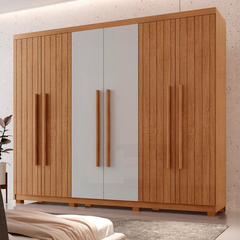 Guarda-Roupa Frisado 100% MDF 6 Portas e 2 Gavetas com Pés Veracruz