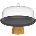 Ver imagem 1 de Boleira Cúpula Plástica 25cm com Pé Bambu Lume Preto Prato para Bolo Doces ou