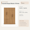 Ver imagem 5 de Guarda Roupa Casal Master 4 Portas 3 Gavetas Cinamomo Formimóveis