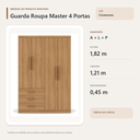 Ver imagem 4 de Guarda Roupa Casal Master 4 Portas 3 Gavetas Cinamomo Formimóveis