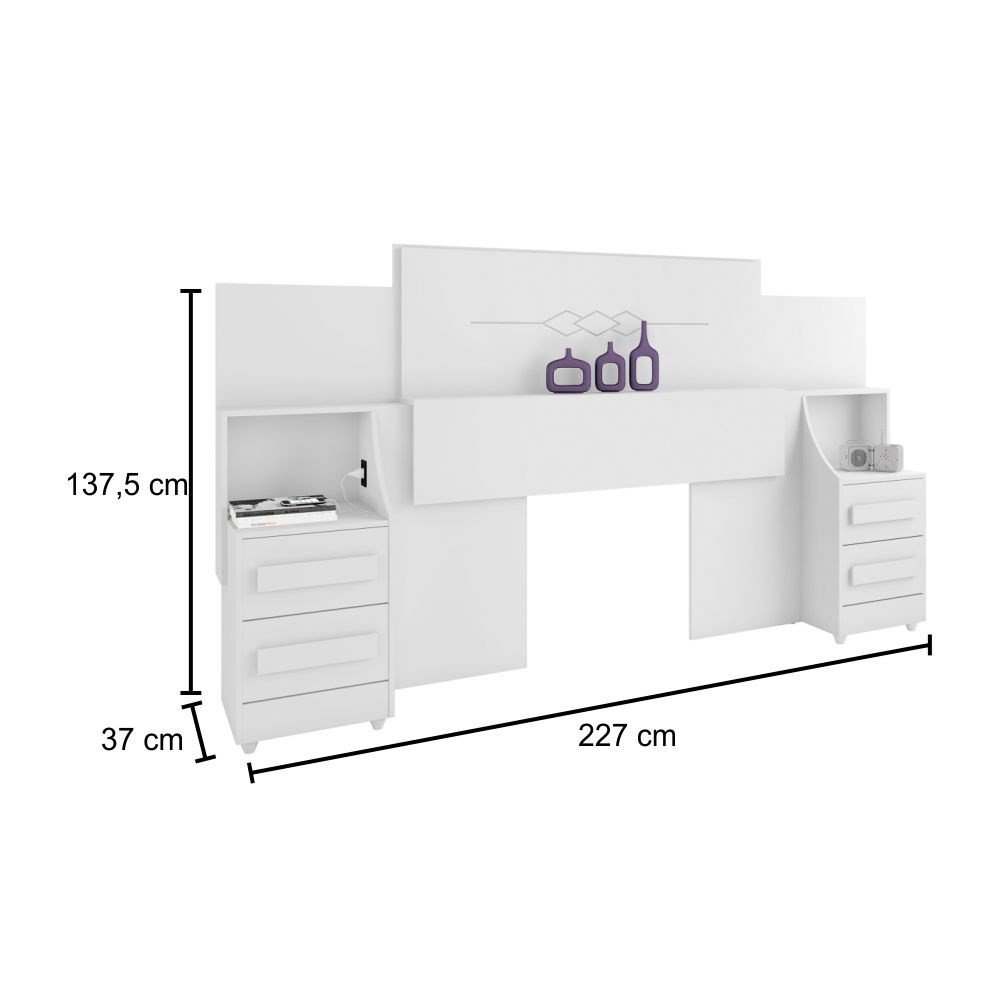 Cabeceira Cama Box Casal Síria Branco - Rv Móveis - 4