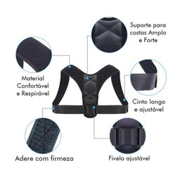 Colete Corretor Postural Sml Suporte Ajustável - Unissex Cor:preto - 3