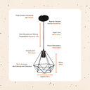 Ver imagem 2 de Luminária Pendente Diamante Lustre Aramado Retrô Elegance:Preto/P