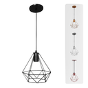 Ver imagem 1 de Luminária Pendente Diamante Lustre Aramado Retrô Elegance:Preto/P