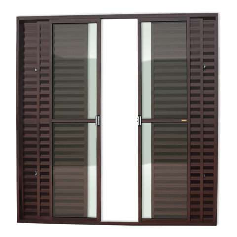 Porta Balcão Alumínio 6F.210 x 200 V.Liso Marrom Corten Brimak