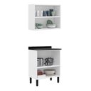 Ver imagem 2 de Paneleiro Itatiaia em Aço Branco e Grafite 4 Portas 2 Vidros Florença