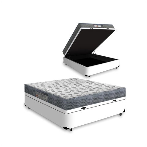 Cama Box com Baú Casal + Colchão Ortopédico D33 Ortobom Iso 100 138x188x60cm