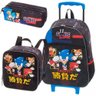 Kit Mochila Rodinha Lancheira Estojo Duplo Sonic Go Fast - 1